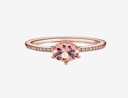 18K Rose gold Authentic Sterling Silver CZ Diamond RING with Original Box for Wedding Rings Set Engagement Jewelry2505325