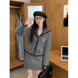 Two Piece Dress British Style Badge Women's Suit Skirt Autumn And Winter 2024 Age-reducing Long Sleeve Jacket High Waist Two-piece Set