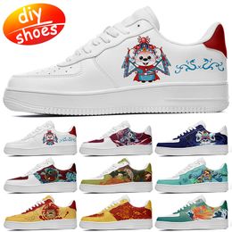Customised shoes running shoes Chinoiserie lovers diy shoes Retro casual shoes men women shoes outdoor sneaker lion dance white black blue big size eur 35-48