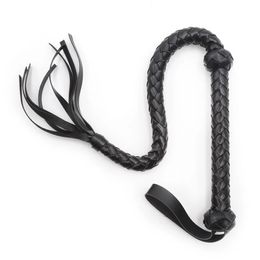 Leather Whip Equestrianism Riding Crop Handmade 74cm Black Adult Games Flirt Tools Cosplay Slave Bdsm Spanking Sex Toys 240102