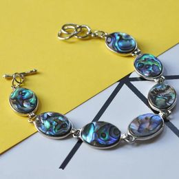 Bangle MOP101 Oval Abalone Paua Shell Jewellery Link Chain Bracelet 10 Pieces