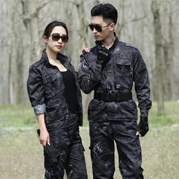 Jackets Outdoor Men's Camouflage Combat Tactical Jacket Set Men Military Uniform Combat Ghillie Suit Army Hunting Hiking Training Suit