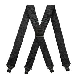 Heavy Duty Work Suspenders for Men 38cm Wide XBack with 4 Plastic Gripper Clasps Adjustable Elastic Trouser Pants BracesBlack 22054091828