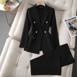 4XL Womens Suit Jacket Spring Autumn New Fashion Temperament Suits Two Piece Set Flared Pants Professional Office Lady Business Woman Clothes