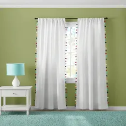 Curtain Darkening Single Window Panel White Pom Sheer Curtains For Living Room Luxury Curta