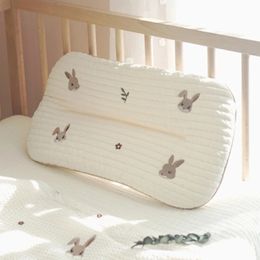 Korean Style Children Pillow Cotton Quilted Bear Embroidery Breathable Sweat-absorbing Sponge Net Infant Baby Sleeping Cushion 240102