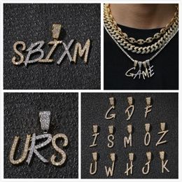 New Fashion Personalised 18K Gold Bling Diamond Cursive A-Z Initial Letters Custom Name Pendant Necklace DIY Letter Jewellery for Co188o