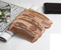 Natural peach combs thickened carved wood combs Antistatic massage scalp health portable hair comb wedding Favour Women039s gif3166467