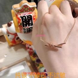 High Quality Tifannissm Stainless Steel Designer Necklace Jewellery version s925 sterling silver double knot necklace with diamond pendan