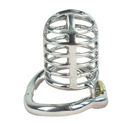 Long Stainless Steel Chastity Cage Device Metal Cock Cage with Arc Penis Ring Sex Toys for Men Urethral Lock Adult Game Cock Ring