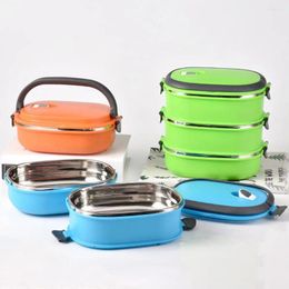 Dinnerware 1/2/3 Layer Rectangle Stainless Steel Thermal Lunch Box Storage Container Student Double-layer Insulation