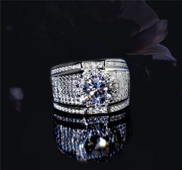 Stunning Handmade Band Rings Fashion Jewelry 925 Sterling Silver Popular Round Cut White Topaz CZ Diamond Full Gemstones Men Weddi5852076