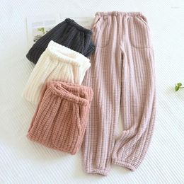 Women's Sleepwear 2024 Autumn/Winter Couple Sleeping Pants Long Men's And Flannel Plush Thickened Coral Home