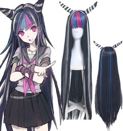100cm Anime Danganronpa Mioda Ibuki Purple Mixed Long Straight Wigs Party Cosplay Wigs1773334