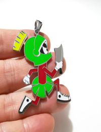 XMAS Gifts Mens Pendant Green Color 2 inch Juggalo Marvin the Martian Stainless steel ICP Hatchetman Necklace Chain8393505
