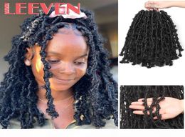 Leeven 12inch 24inch Distressed Butterfly Locs Crochet Hair Butterfly Bob Faux Locs Crochet Braids Hair Black Messy Soft Locs Q1126410753