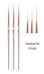 Nail Brushes 3pcsSet Acrylic French Stripe Art Line Painting Pen 3D Tips Manicure Slim Drawing UV Gel ToolsNail1177850