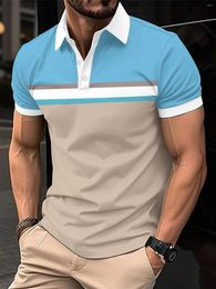 Men's Polos 2024 Spring Short Striped Casual Fashion Street POLO Shirt Business Office Short-sleeved T-shirt Clothing