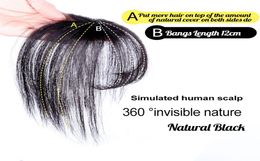 Grampo de cabelo humano real em franja topper 3d feito à mão franja de ar coroa peruca perucas para mulheres marrom escuro7970102