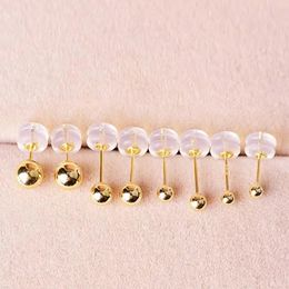MUZHI Real 18K Gold Stud Earrings for Women Pure AU750 Simple Golden Ball Design Jindian Fashion Fine Jewelry Gift 231229