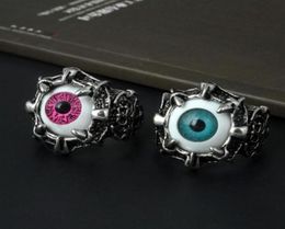 Awesome gothic evil eye skull ring for men vintage demon eye punk rings jewelry fashion titanium steel silver plated men039s ri8731623