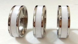 30pcs Men Women 4mm Charm Elegant Ring Classic Stainless Steel Ring White Enamel Stainless Steel Comforable Ring Bithday Gift Part1967028