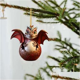 Christmas Decorations Tree Pendants Dragon Ornament Realistic Keychain Window Decor Acrylic Egg Decoration Accessories Gifts Drop Deli Otqpn