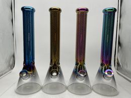 16inch Heavy Beacker Percolator Glass Bong Chrome 4Colors 14mm Joint with Downstem and Bowl