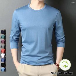 Men's T Shirts Mercerized Cotton Long Sleeve Shirt Men Crew Neck High Quality Solid T-shirts Tops Tees Man Clothes 90s Vintage XXL