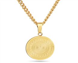 gold plated stainless steel chain round balance medal woman Jewellery necklace8774268