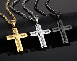 Cross Gold Chain Necklace Pendant For Mens Male Stainless Steel Jewellery Woman039s Accesories Whole260P1851778