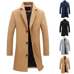 Men's Trench Coats Winter Warm Outfit Coat Outwear Overcoat Long-Sleeve Fomal Office Jacket Slim Fit Casual Collared Polyester