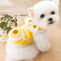 Dog Apparel 2024 Spring/Summer Thin Puppy Clothing Pet Vest Breathable Cat Sunflower Clothes