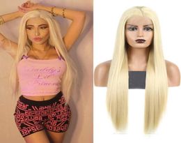 Swiss Lace Front Wig Long Silky Straight 613 Light Blonde Heat Resistant Synthetic Wigs Fashion Women Cosplay Party Soft Like Hum55986659