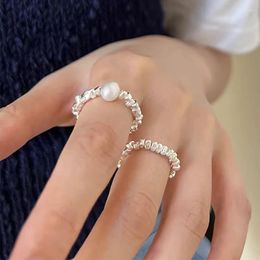 Cluster Rings 1 PC Irregular Geometric Beaded Elasticity Ring For Women Girls Simple Personality Creative Wedding Bride Jewellery