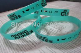 500pcs glow in dark silicone bracelet low EGWBG101 custom design fluorescent rubber armband luminous wristband for events6071864