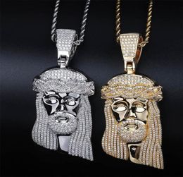 Pendant Necklaces Hip Hop CZ Zircon Stone Paved Bling Iced Out Big JESUS Piece Pendants Necklace For Men Rapper Jewelry Gold Color2382875