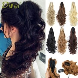 Ponytails Ponytails DIFEI Synthetic Women Claw on Ponytail Clip in Hair Wavy Curly Style Pony Tail Hairpiece Black Brown Blonde Hairstyle