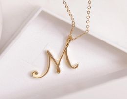 Mom love Cursive Name M English Alphabet gold silver Family friend Letters Sign Word Chain Necklaces Tiny Initial Letter pendant 7607208