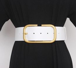 Women039s runway fashion gold buckle genuine leather Cummerbunds female Dress Corsets Waistband Belts decoration wide belt TB128305645
