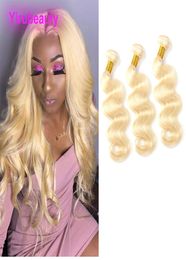 Peruvian Human Hair 4 Bundles Body Wave Hair Extensions Blonde 613 Color Remy Hair Weaves 1030inch6125959