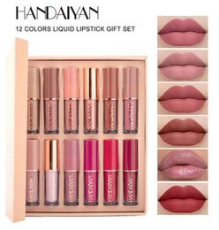 12Pcs set Handaiyan Matte Liquid Lipstick High Shine Transparent Clear Lip Gloss Makeup Set Waterproof LongLasting Cosmetics256t9461945