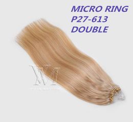 Vmae 11A Salon European Russian Micro Ring Loop Micro Link Beads Silky Straight Double Drawn Keratin Fusion Ombre Blonde Remy Virg8076331