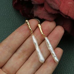 Dangle Earrings 2024 925 Sliver Exquisite Long Freshwater Pearl Hanging Drop Temperament Baroque Cute Small For Wome