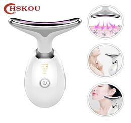 HSKOU Neck Face Beauty Device 3 Colors LED Pon Therapy Tighten Reduce Double Chin Anti Wrinkle Remove Skin Tools 2206218682251