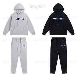 Designer Hoodie Two Piece Set Trapstar Tracksuit White Blue Letters Towel Embroidery Padded Sweater with Sweat Pants Fashion Coed Street Suit Men Sweatsuit A1E