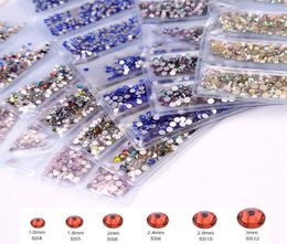 1440PCS Bag Nail art Rhinestones Flatback Glass 6 Size SS412 Mixed Color AB Crystal Strass 3D Charm Gems DIY Decorations1787242