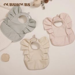 Solid Colour Baby Bibs Waterproof Angel Wings Children's Food Supplement Anti-dirty And Saliva Pocket Feeding Apron Baby Stuff 240102