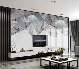 3d Mural Wall Covering Wallpaper Modern Abstract Geometric Jazz White Marble Living Room Bedroom Home Decor Painting Wallpapers2280396