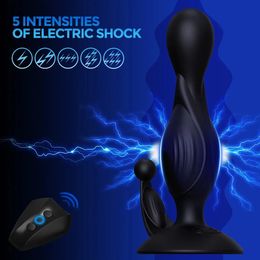 Electric Shock Anal Plug Prostate Massager Vibrators Remote Control Butt Stimulator Sex Toys For Men Women Couple 240102